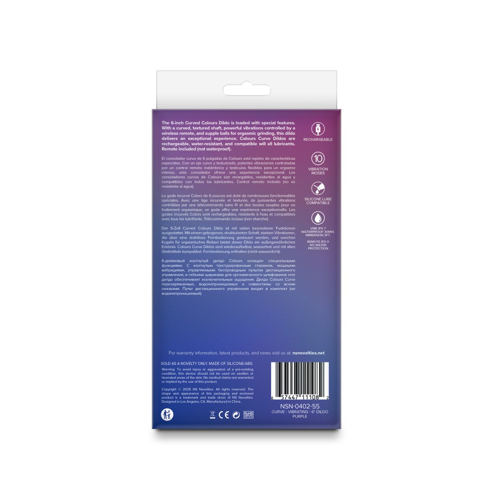 Colours - Curve - Vibrating - 6" Dildo - Purple | ViPstore.hu - Erotika webáruház #3 - EAN 657447111082 | SKU NSTOYS1237