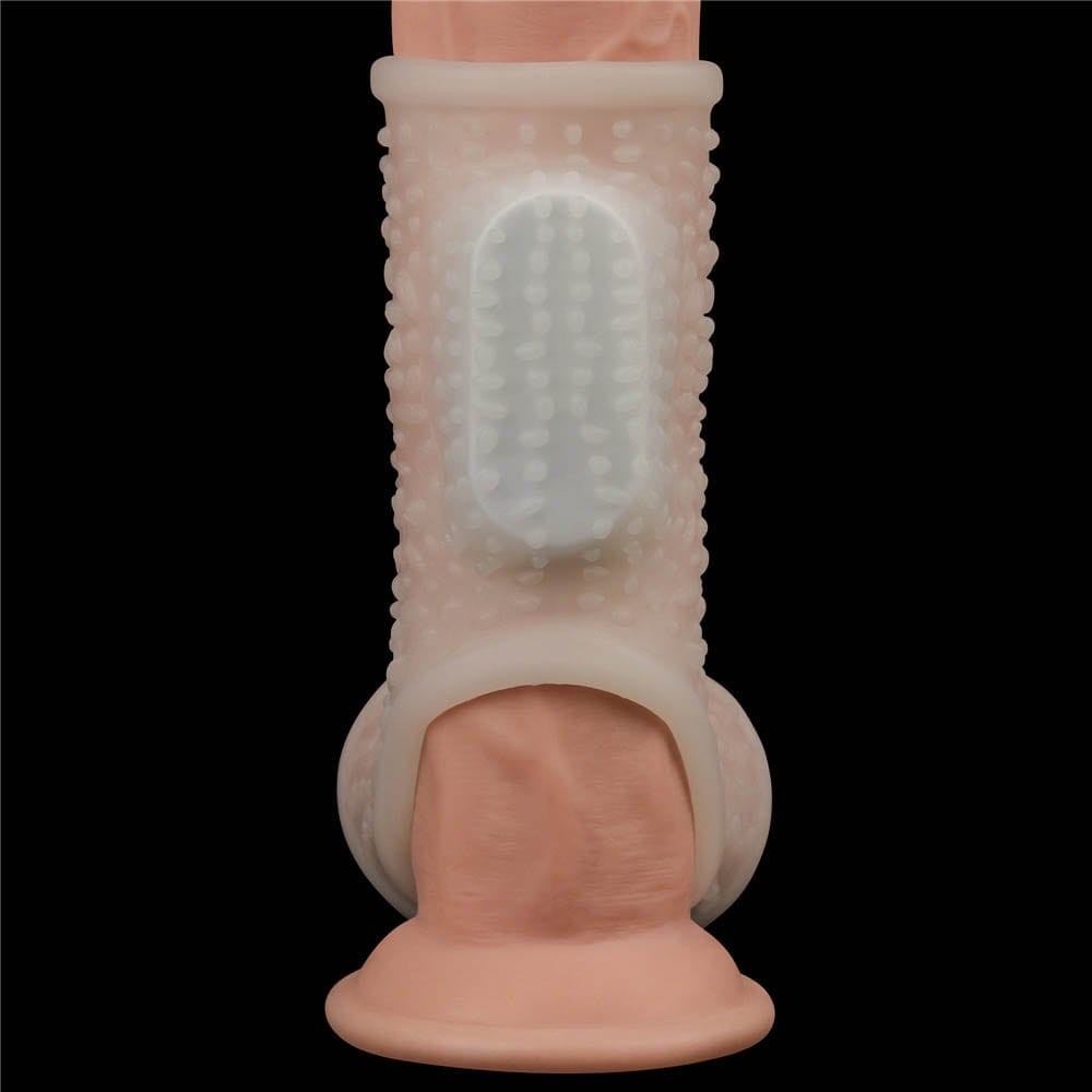 Vibrating Drip Knights Ring with Scrotum Sleeve (White) | ViPstore.hu - Erotika webáruház #4 - EAN 6970260900508 | SKU LVTOY00640
