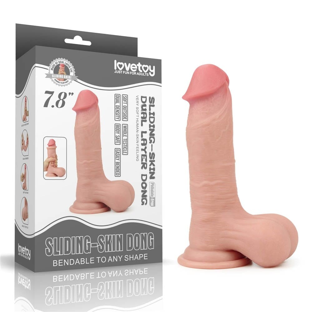 7.8'' Sliding Skin Dual Layer Dong - Whole Testicle | ViPstore.hu - Erotika webáruház #1 - EAN 6970260906371 | SKU LVTOY00447