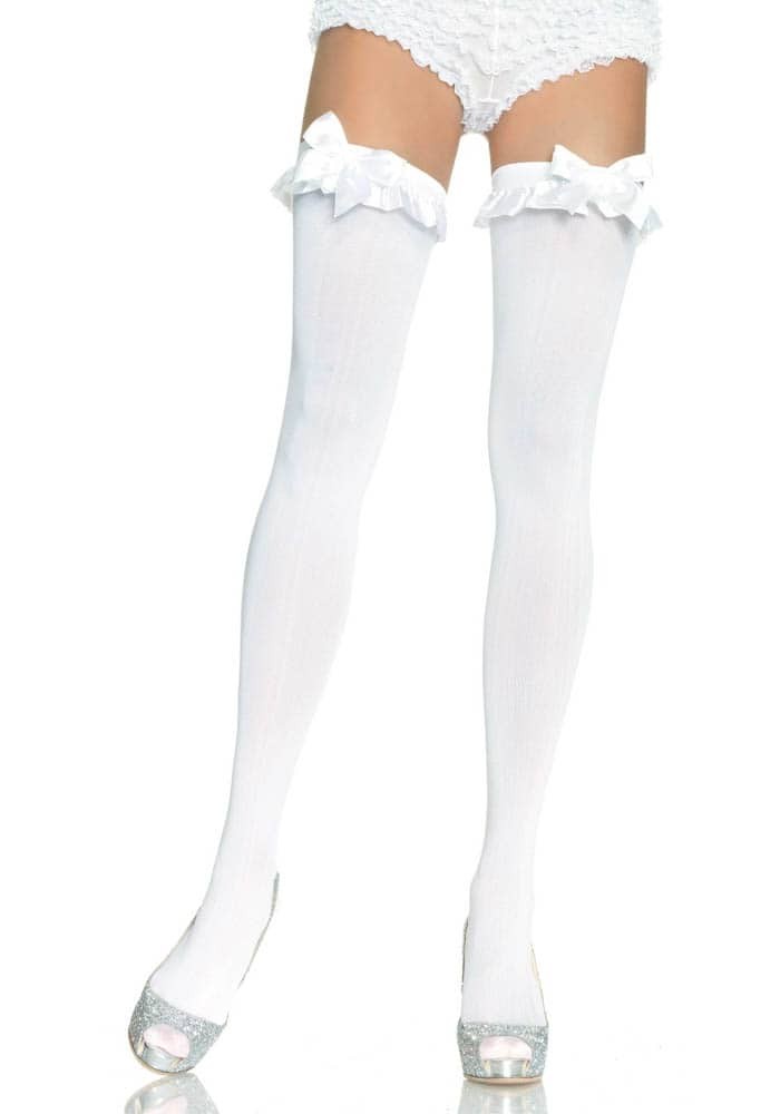 726010 NYLON OTK W/RUFFLE BOW O/S WHT | ViPstore.hu - Erotika webáruház #1 - EAN 714718005980 | SKU LEGAV00040