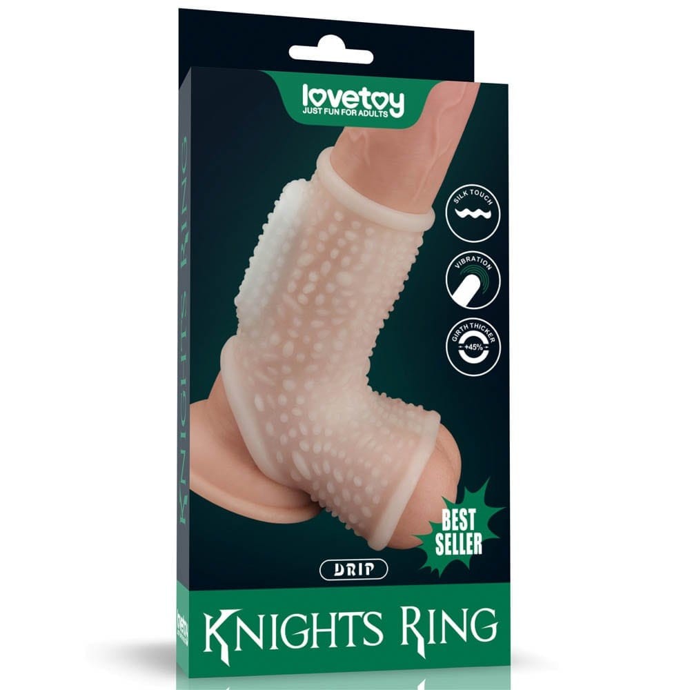 Vibrating Drip Knights Ring with Scrotum Sleeve (White) | ViPstore.hu - Erotika webáruház #1 - EAN 6970260900508 | SKU LVTOY00640