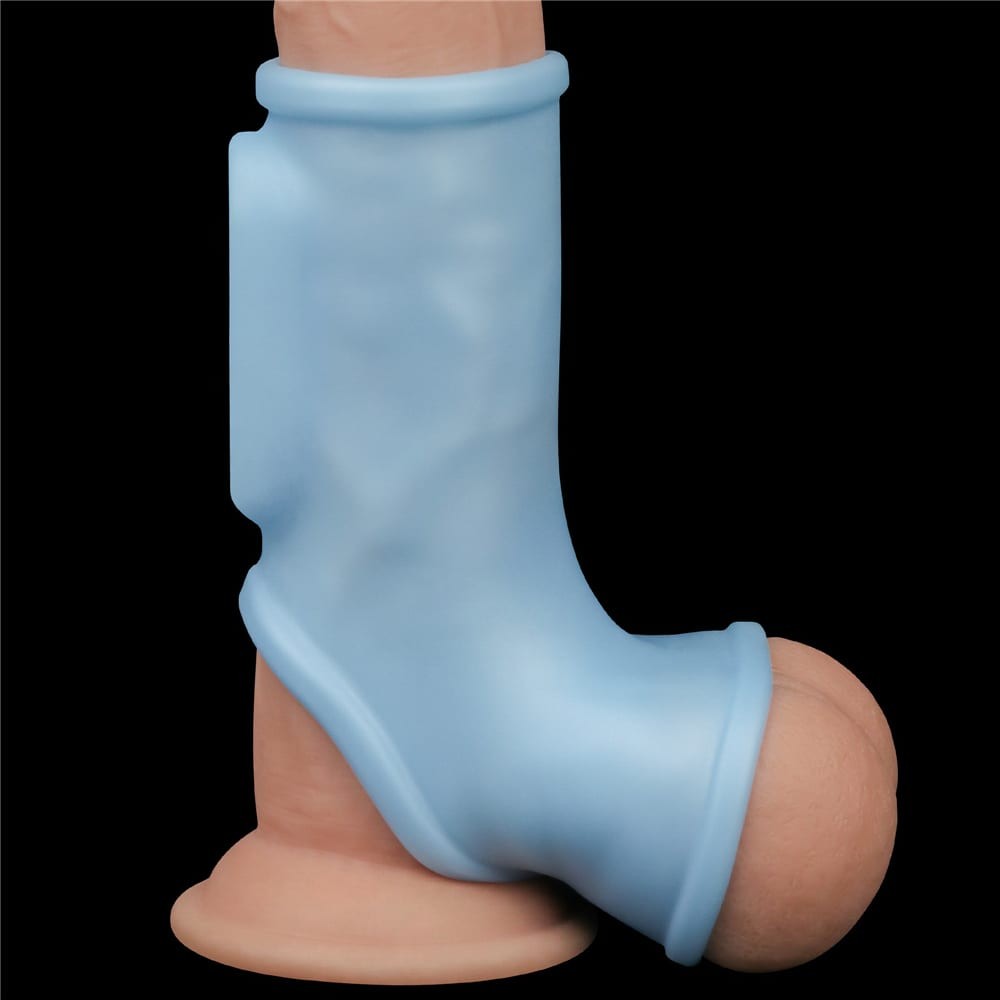 Vibrating Silk Knights Ring with Scrotum Sleeve Blue_B15O50_1 | ViPstore.hu - Erotika webáruház #3 - EAN 6970260900539 | SKU LVTOY00661
