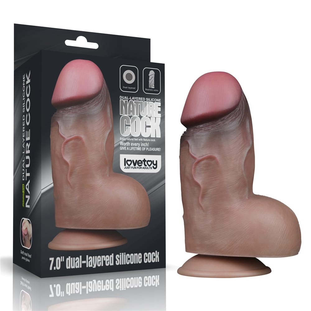 7" Dual-Layered Silicone Nature Cock Brown | ViPstore.hu - Erotika webáruház #1 - EAN 6970260909259 | SKU LVTOY00552