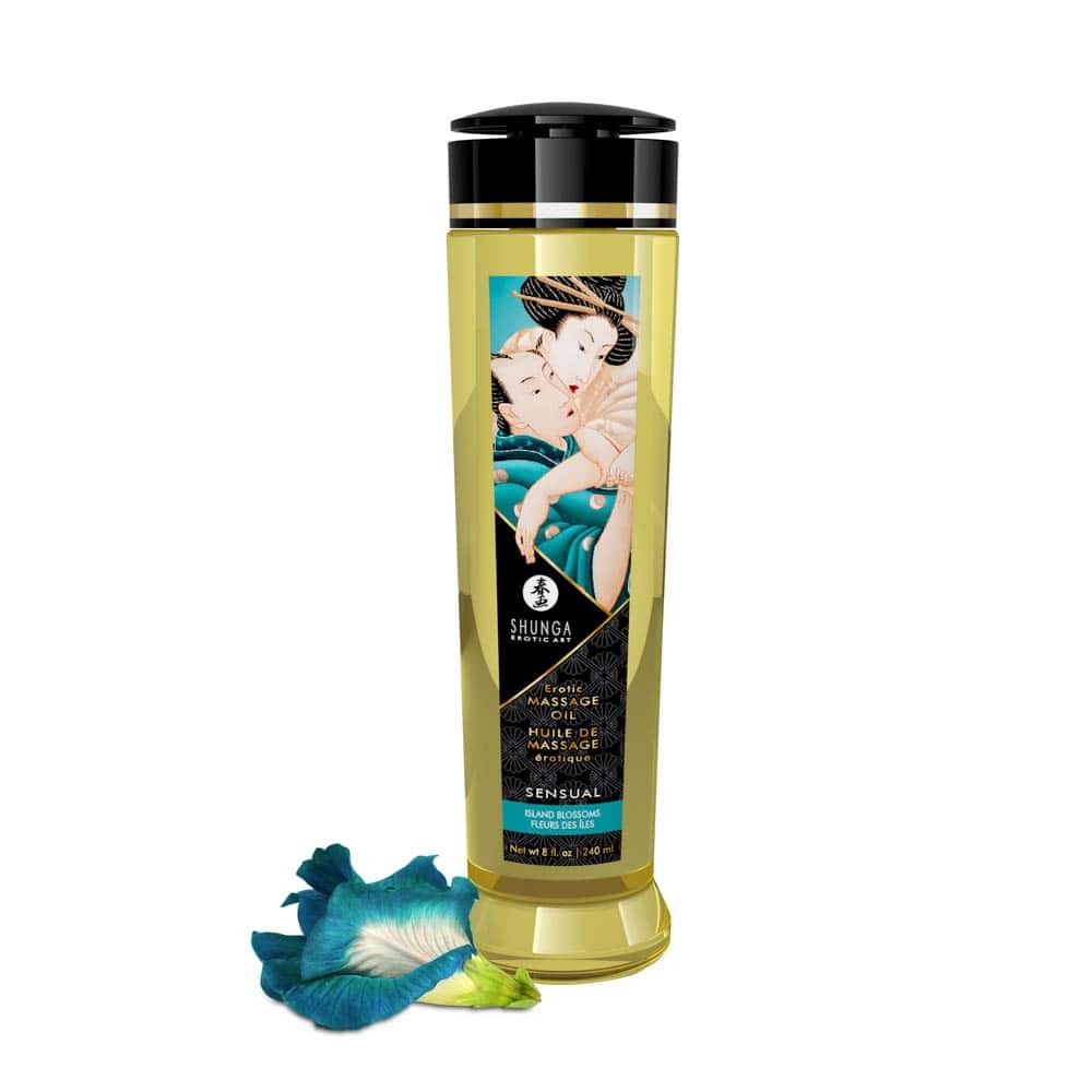 EROTIC MASSAGE OIL 240 ml / 8 oz ISLAND BLOSSOMS | ViPstore.hu - Erotika webáruház #2 - EAN 697309012249 | SKU SHUNGA0203