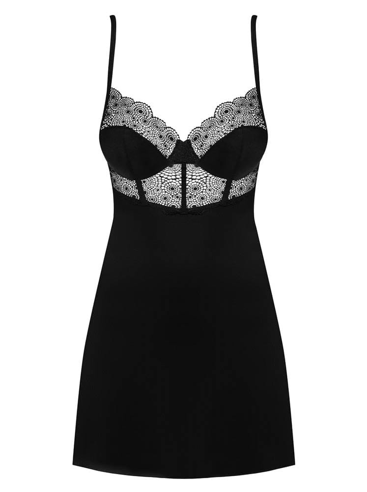 Sharlotte chemise & thong black S/M | ViPstore.hu - Erotika webáruház #5 - EAN 5901688230923 | SKU OBSES01498