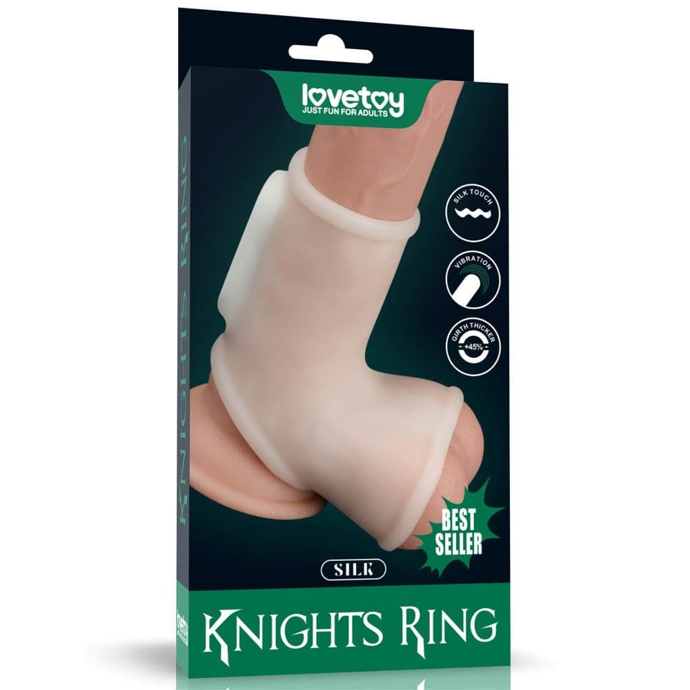 Vibrating Silk Knights Ring with Scrotum Sleeve (White) I | ViPstore.hu - Erotika webáruház #1 - EAN 6970260900492 | SKU LVTOY00603