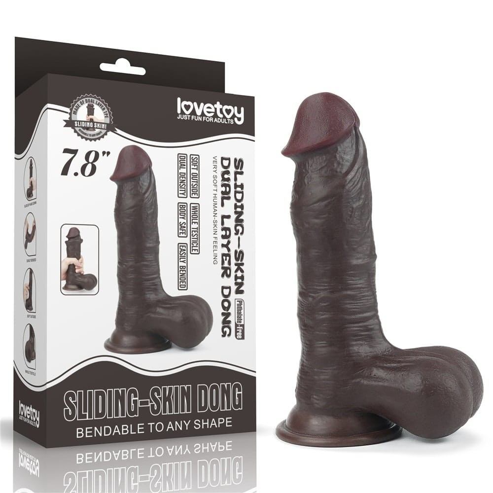 7.8'' Sliding Skin Dual Layer Dong Brown | ViPstore.hu - Erotika webáruház #1 - EAN 6970260909426 | SKU LVTOY00512
