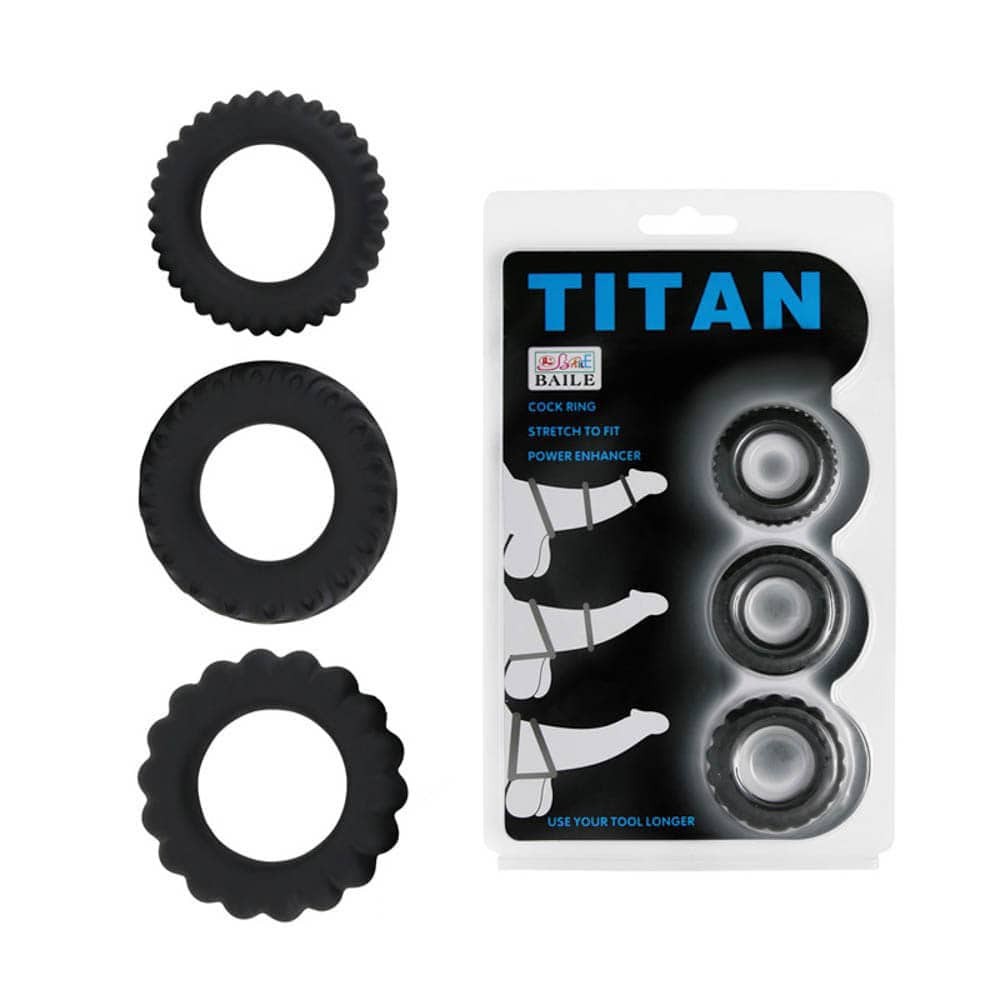 Titan 3 in 1 Silicone Rings Black | ViPstore.hu - Erotika webáruház #2 - EAN 6959532316650 | SKU DEBRA00960