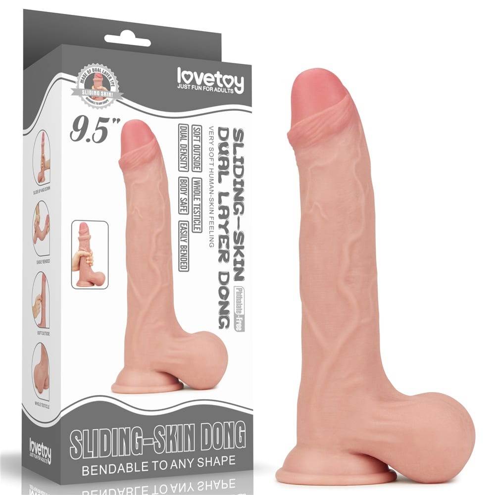 9.5'' Sliding Skin Dual Layer Dong - Whole Testicle | ViPstore.hu - Erotika webáruház #1 - EAN 6970260906470 | SKU LVTOY00528