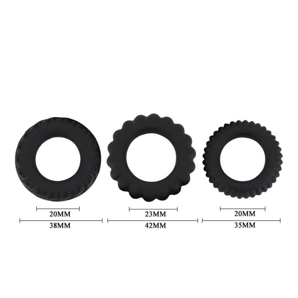 Titan 3 in 1 Silicone Rings Black | ViPstore.hu - Erotika webáruház #5 - EAN 6959532316650 | SKU DEBRA00960