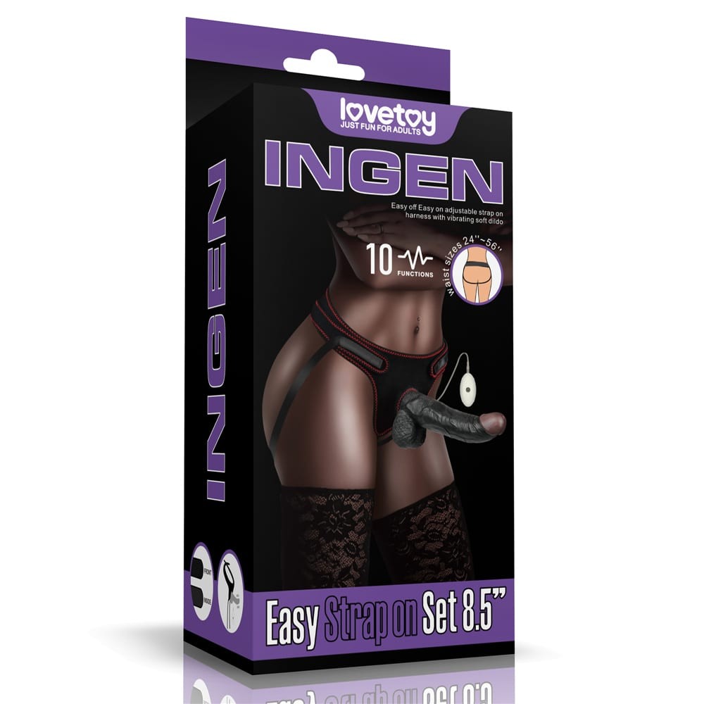 Vibrating Easy Strapon Set 8.5" Black | ViPstore.hu - Erotika webáruház #1 - EAN 6970260904056 | SKU LVTOY00676