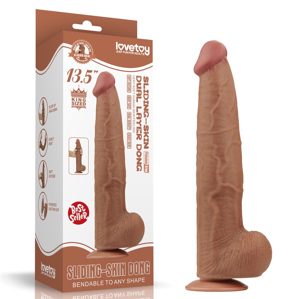 13.5'' King Sized Sliding Skin Dual Layer Dong Brown | ViPstore.hu - Erotika webáruház #1 - EAN 6970260906722 | SKU LVTOY00686