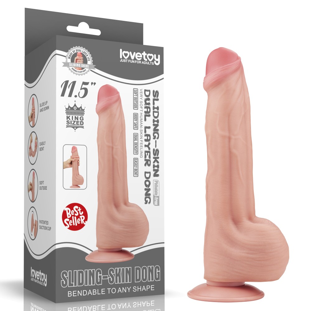 11.5'' King Sized Sliding Skin Dual Layer Dong | ViPstore.hu - Erotika webáruház #1 - EAN 6970260906524 | SKU LVTOY00680