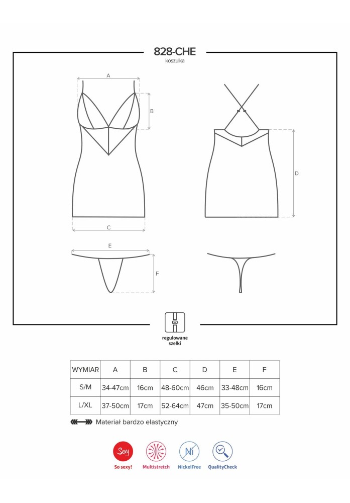 828-CHE-1 chemise & thong S/M | ViPstore.hu - Erotika webáruház #5 - EAN 5901688216187 | SKU OBSES00102