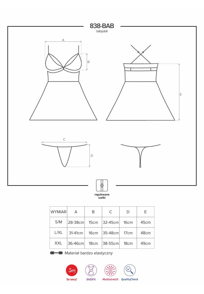 838-BAB-3 babydoll & thong red S/M | ViPstore.hu - Erotika webáruház #5 - EAN 5901688216620 | SKU OBSES00155