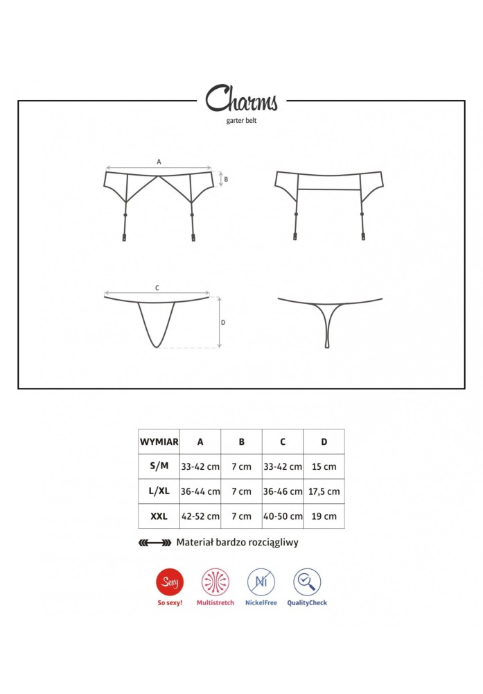 Charms garter belt & thong black S/M | ViPstore.hu - Erotika webáruház #3 - EAN 5900308558720 | SKU OBSES00625