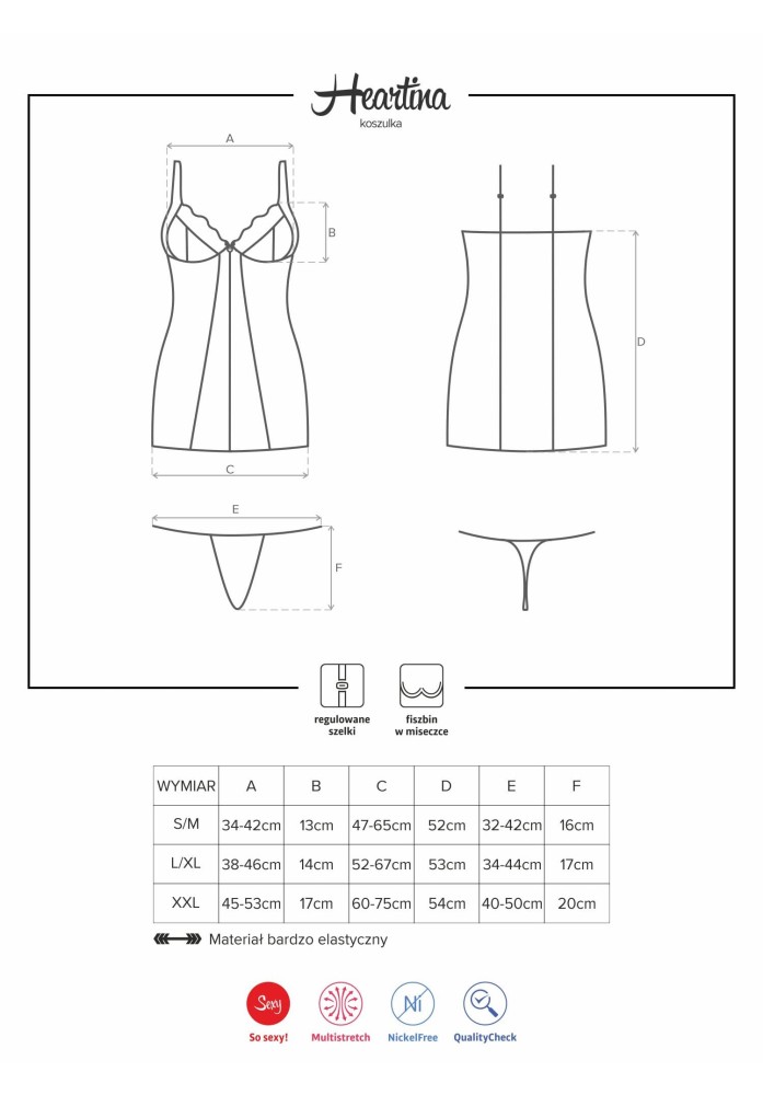 Heartina chemise & thong red S/M | ViPstore.hu - Erotika webáruház #3 - EAN 5901688212431 | SKU OBSES00683