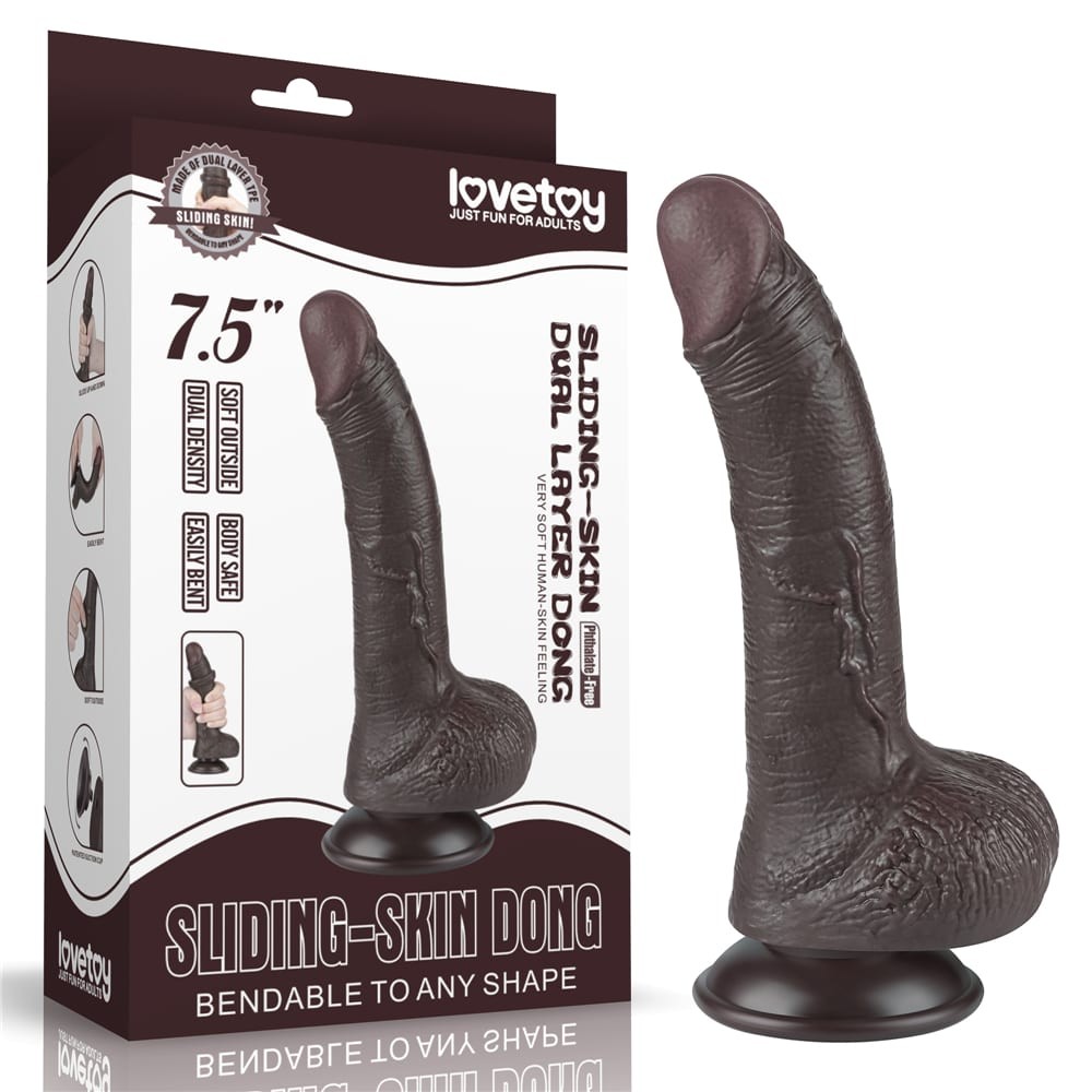 7.5'' Sliding Skin Dual Layer Dong Black I_B15O50_3 | ViPstore.hu - Erotika webáruház #1 - EAN 6942063400486 | SKU LVTOY00740