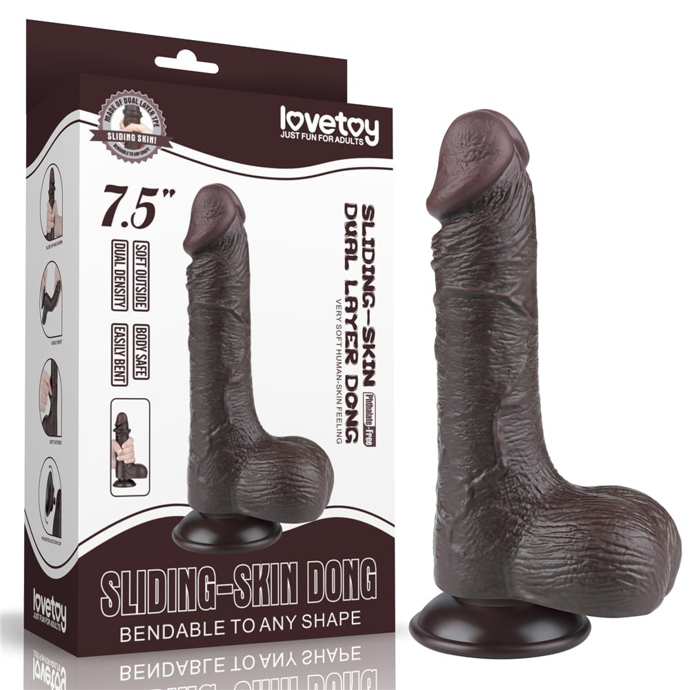 7.5'' Sliding Skin Dual Layer Dong Black III_B15O50_3 | ViPstore.hu - Erotika webáruház #1 - EAN 6942063400509 | SKU LVTOY00742
