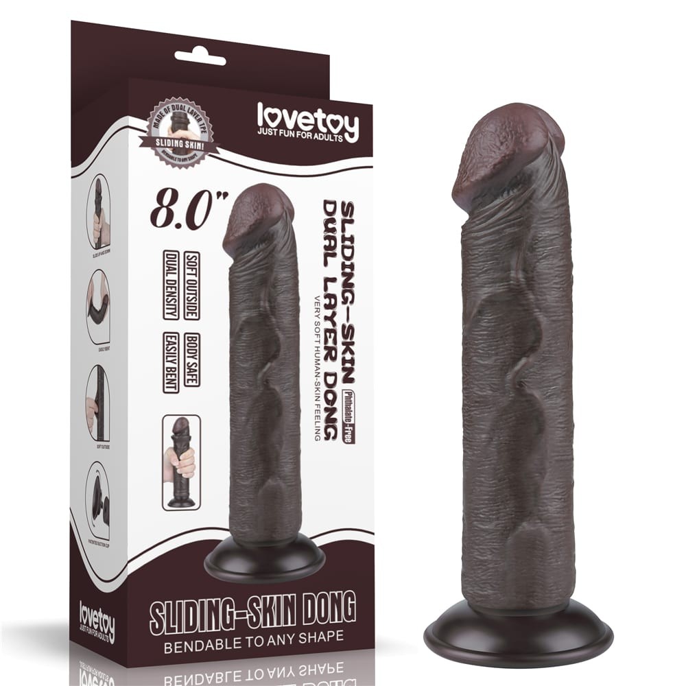 8'' Sliding Skin Dual Layer Dong Black II_B15O50_3 | ViPstore.hu - Erotika webáruház #1 - EAN 6942063400523 | SKU LVTOY00744
