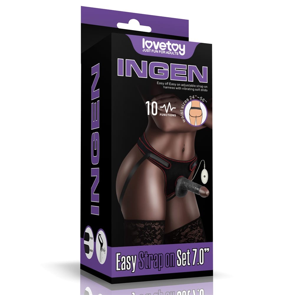 Vibrating Easy Strapon Set 7.0'' Black | ViPstore.hu - Erotika webáruház #1 - EAN 6970260903943 | SKU LVTOY00760