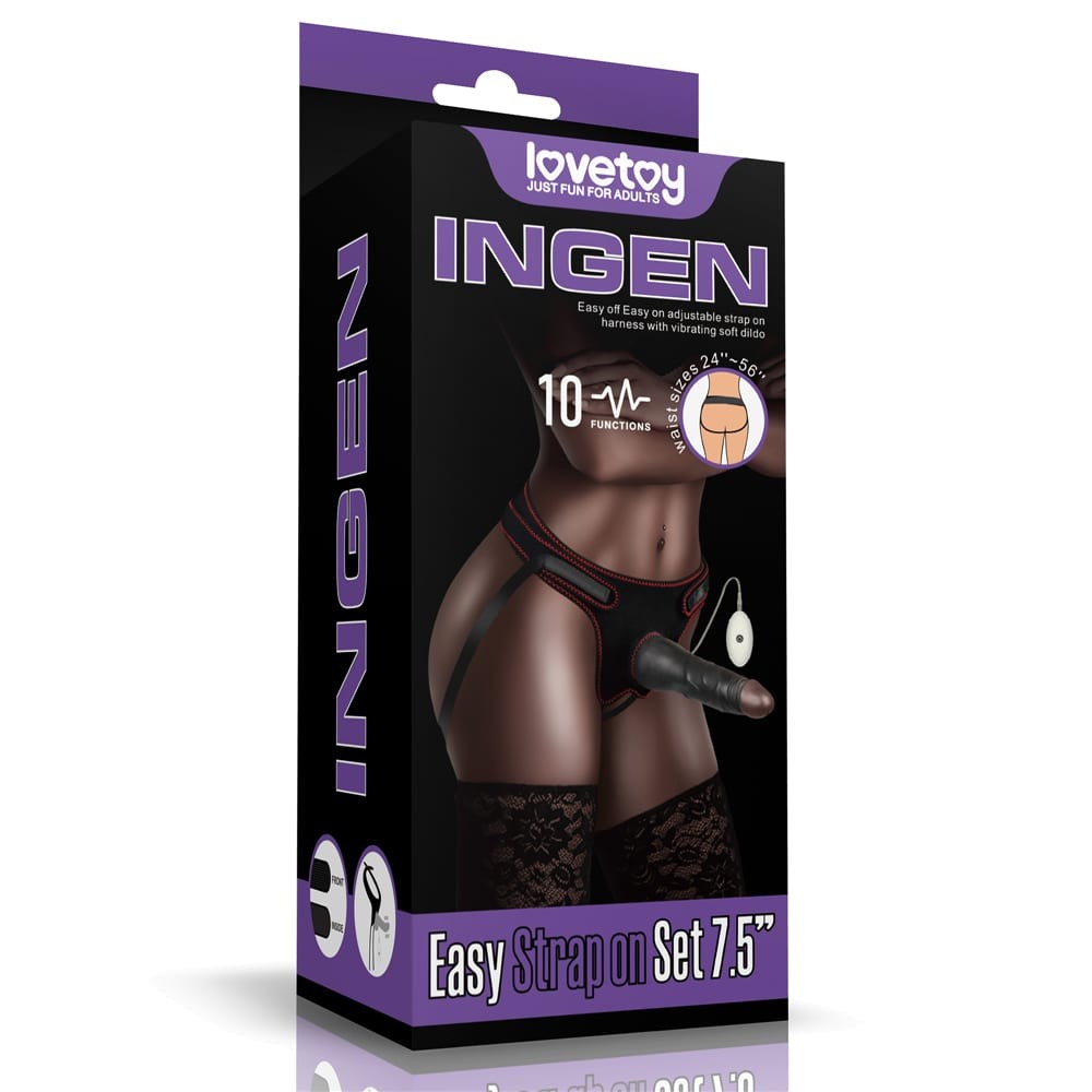 Vibrating Easy Strapon Set 7.5'' Black | ViPstore.hu - Erotika webáruház #1 - EAN 6970260903950 | SKU LVTOY00761