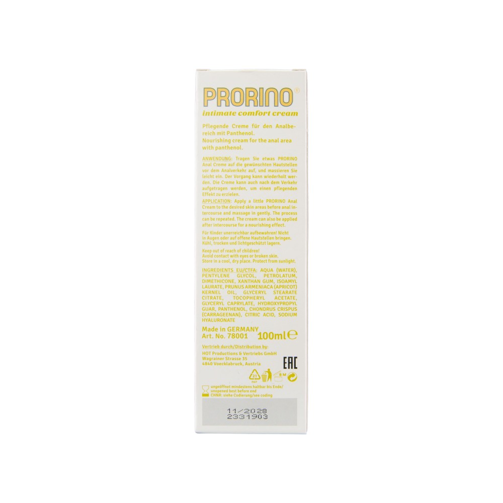 PRORINO Sensitive Anal Comfort Cream - unisex 100 ml | ViPstore.hu - Erotika webáruház #3 - EAN 4042342007275 | SKU HOT0078001