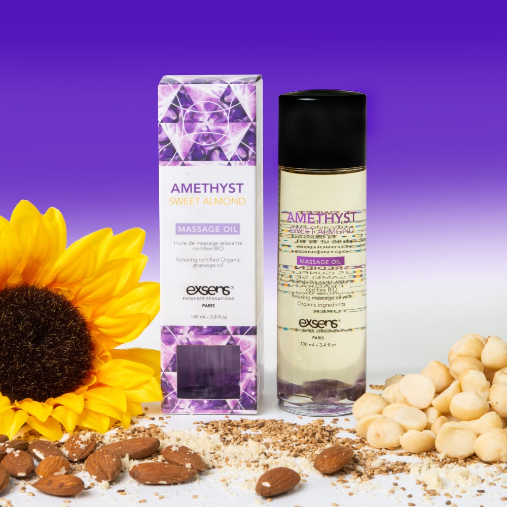 Organic Massage Oil with stones AMETHYST SWEET ALMOND 100ml | ViPstore.hu - Erotika webáruház #1 - EAN 3760139882270 | SKU EXSENS0011