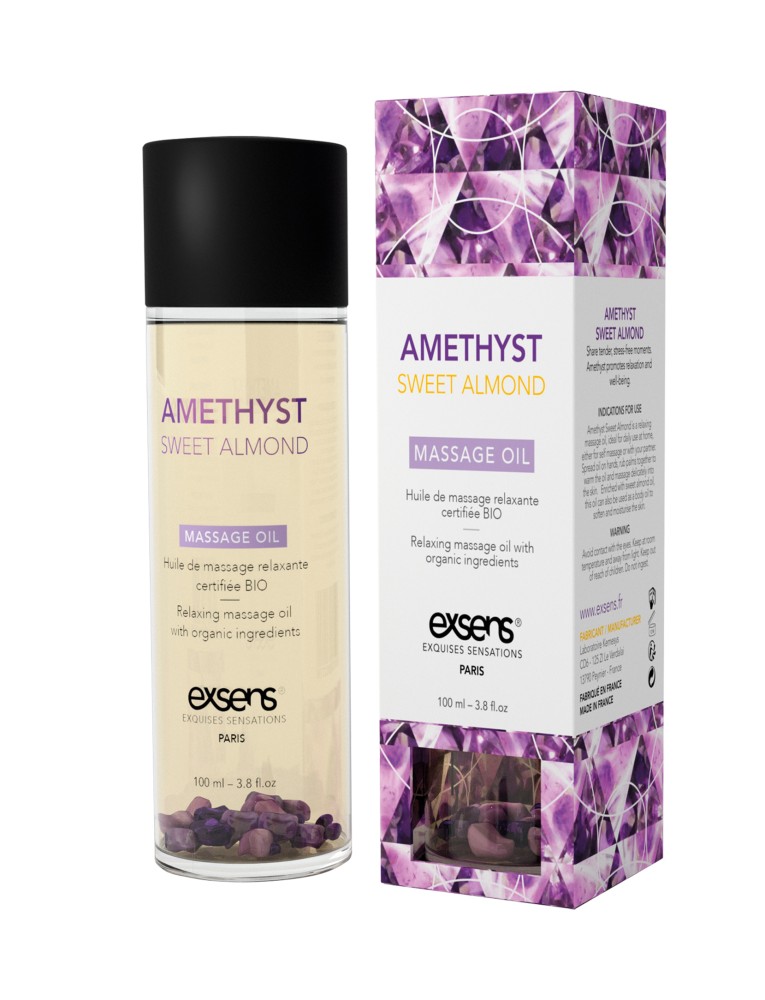 Organic Massage Oil with stones AMETHYST SWEET ALMOND 100ml | ViPstore.hu - Erotika webáruház #2 - EAN 3760139882270 | SKU EXSENS0011