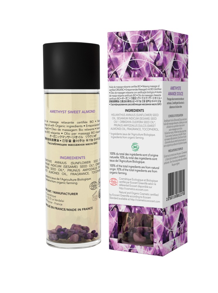 Organic Massage Oil with stones AMETHYST SWEET ALMOND 100ml | ViPstore.hu - Erotika webáruház #3 - EAN 3760139882270 | SKU EXSENS0011