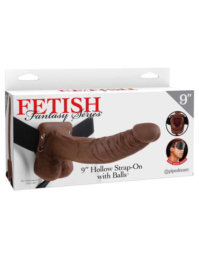 9" Hollow Strap-On with Balls  Brown/Black | ViPstore.hu - Erotika webáruház #1 - EAN 603912362763 | SKU PIPE337429