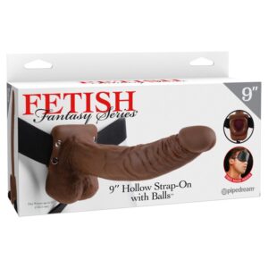 9" Hollow Strap-On with Balls  Brown/Black | ViPstore.hu - Erotika webáruház #1 - EAN 603912362763 | SKU PIPE337429