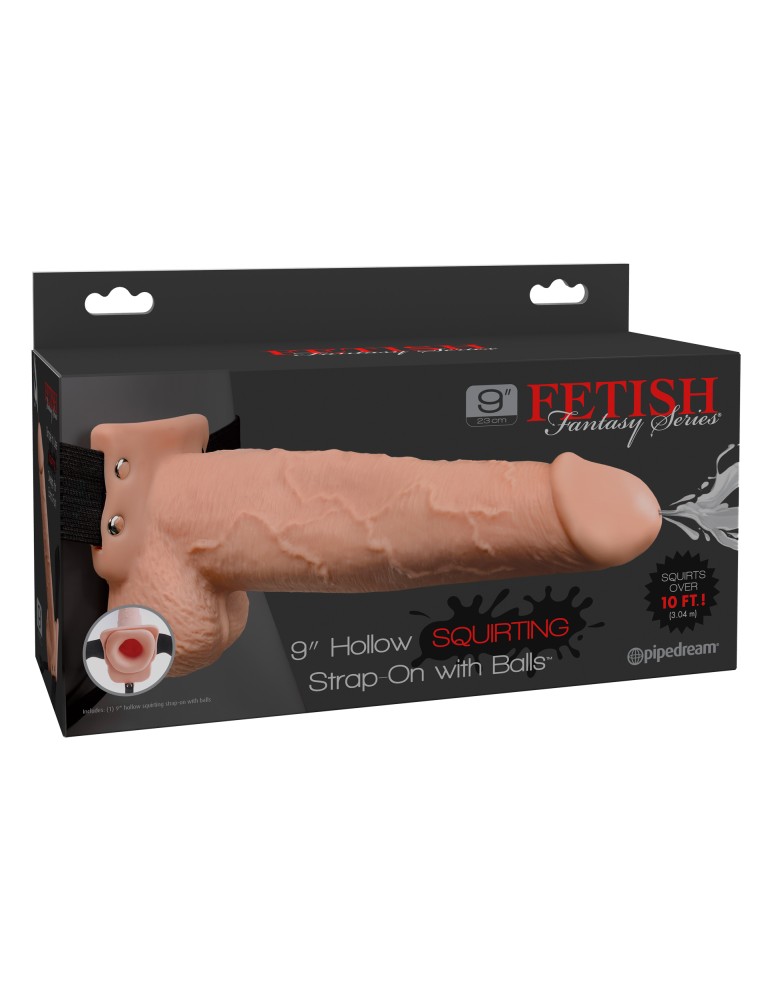 9" Squirting Hollow Strap-on  Light/Black | ViPstore.hu - Erotika webáruház #1 - EAN 603912759280 | SKU PIPE339821