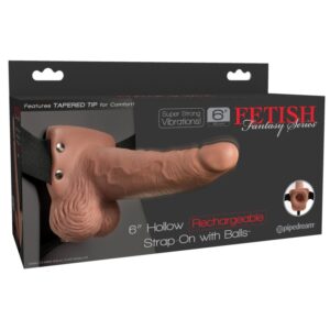 6" Hollow Rechargeable Strap-On with Balls Tan | ViPstore.hu - Erotika webáruház #1 - EAN 603912759211 | SKU PIPE339522