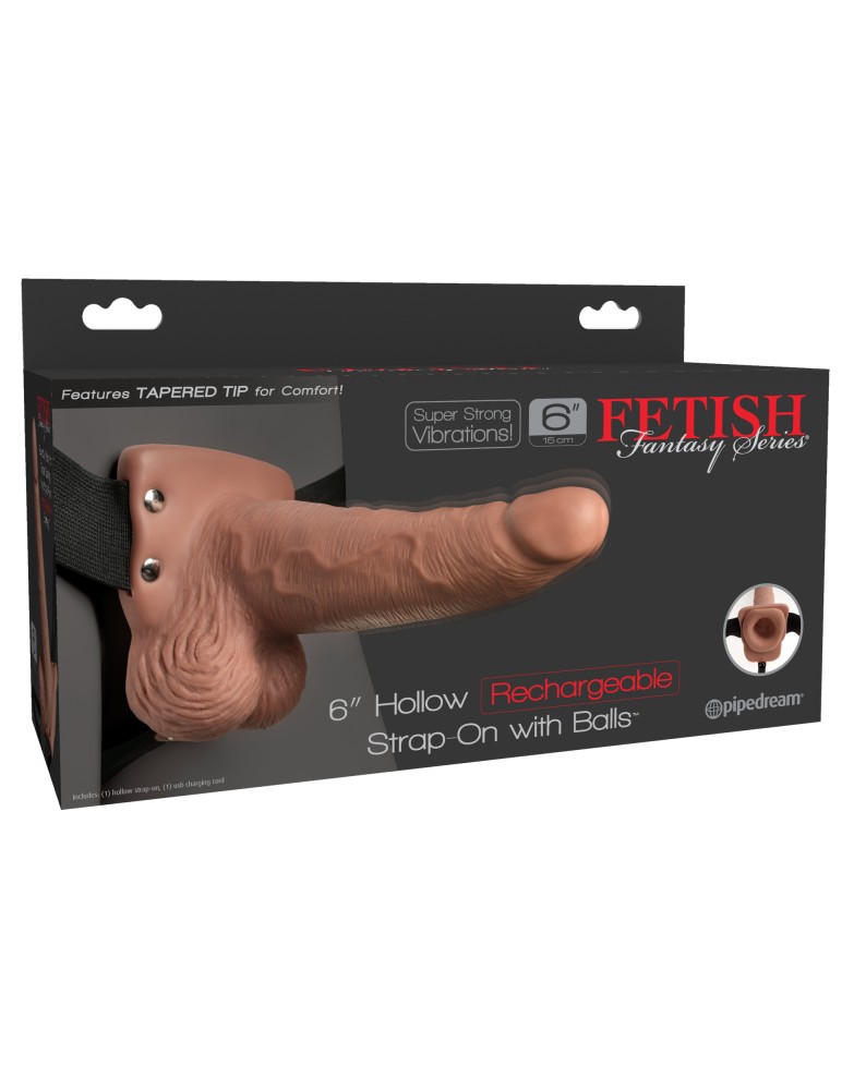 6" Hollow Rechargeable Strap-On with Balls Tan | ViPstore.hu - Erotika webáruház #1 - EAN 603912759211 | SKU PIPE339522