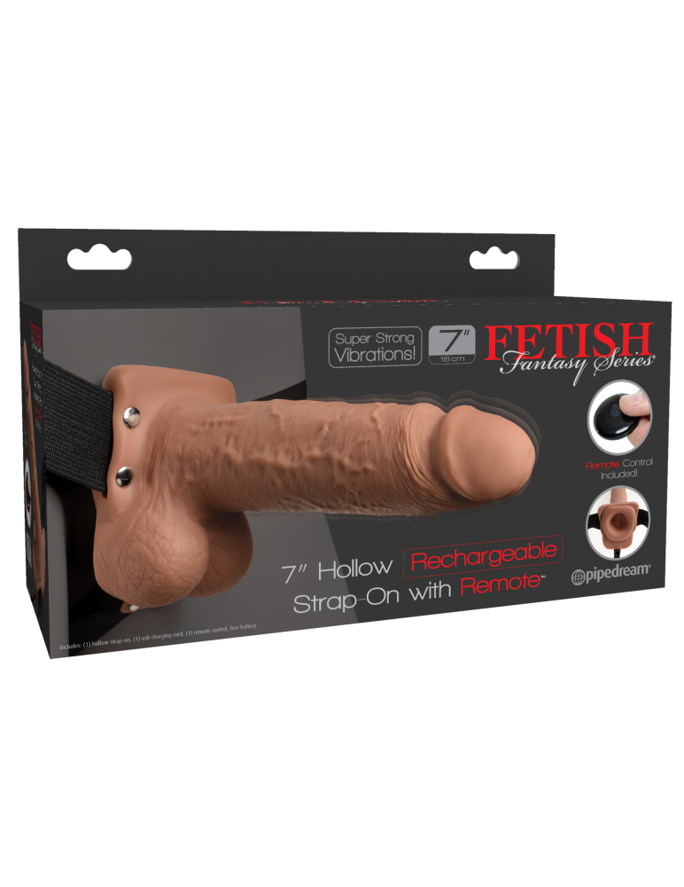 7" Hollow Strap-On with Remote  Tan/ Black | ViPstore.hu - Erotika webáruház #1 - EAN 603912759235 | SKU PIPE339122