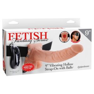 9" Vibrating Hollow Strap-On with Balls  Light/Black | ViPstore.hu - Erotika webáruház #1 - EAN 603912362817 | SKU PIPE337721
