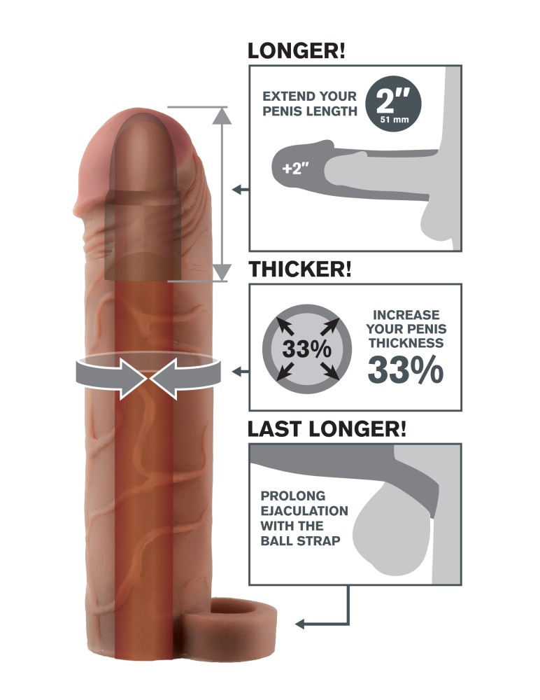 Perfect 2" Extension with Ball Strap Brown | ViPstore.hu - Erotika webáruház #3 - EAN 603912345766 | SKU PIPE411729
