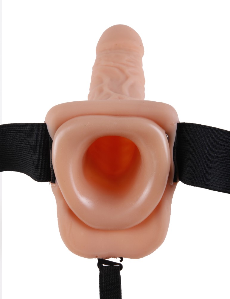 9" Vibrating Hollow Strap-On with Balls Light/Black | ViPstore.hu - Erotika webáruház #5 - EAN 603912362817 | SKU PIPE337721