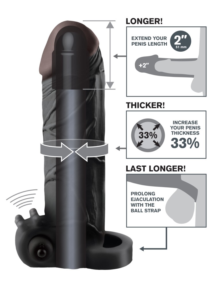 Vibrating Real Feel 2" Extension Black | ViPstore.hu - Erotika webáruház #3 - EAN 603912345797 | SKU PIPE411923