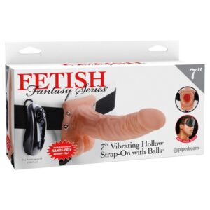 7" Vibrating Hollow Strap-On with Balls  Light/Black | ViPstore.hu - Erotika webáruház #1 - EAN 603912362800 | SKU PIPE337621
