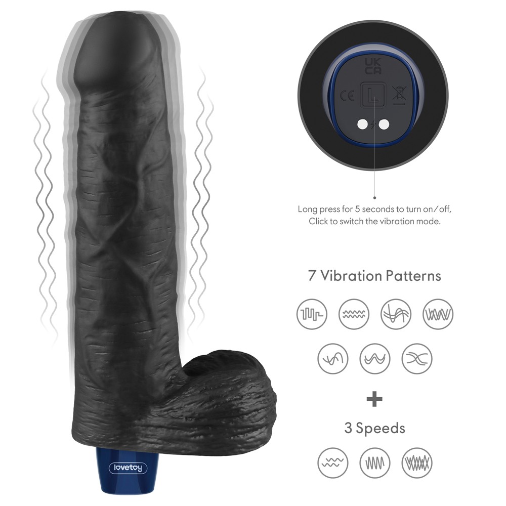 9" REAL SOFTEE Rechargeable Vibrating Dildo(Black)_B15O50_4 | ViPstore.hu - Erotika webáruház #6 - EAN 6942063401421 | SKU LVTOY00780