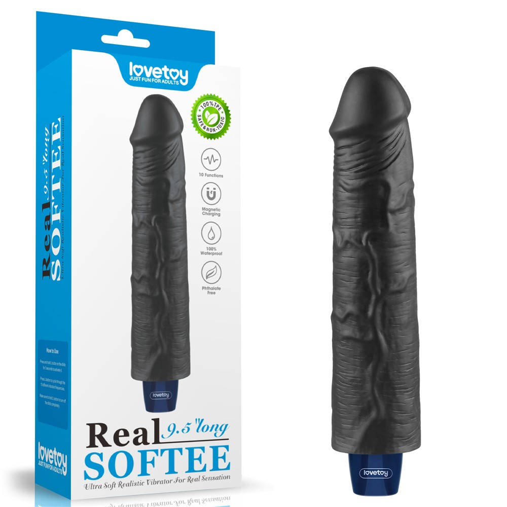 9.5" REAL SOFTEE Rechargeable Vibrating Dildo(Black)_B15O50_4 | ViPstore.hu - Erotika webáruház #1 - EAN 6942063401438 | SKU LVTOY00781