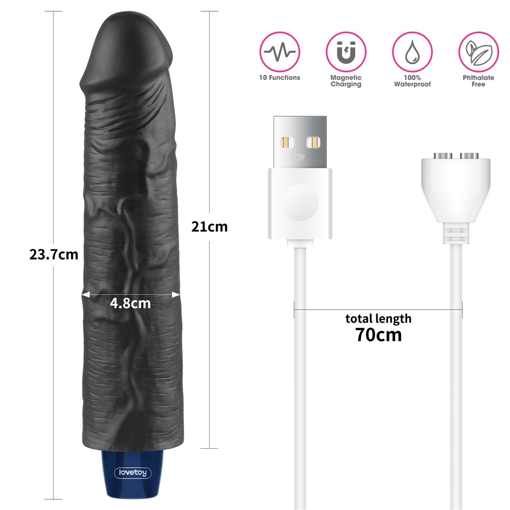 9.5" REAL SOFTEE Rechargeable Vibrating Dildo(Black)_B15O50_4 | ViPstore.hu - Erotika webáruház #7 - EAN 6942063401438 | SKU LVTOY00781