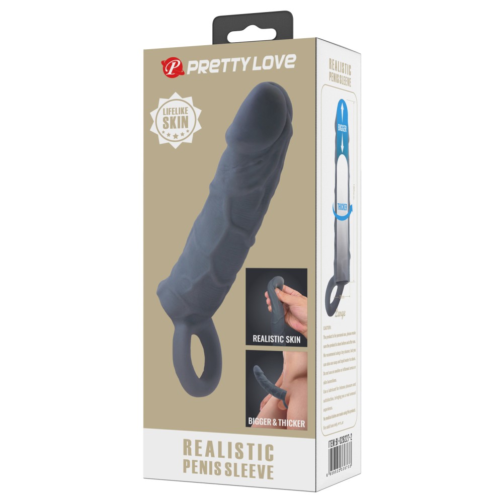 Pretty Love Realistic Penis Sleeve Black III | ViPstore.hu - Erotika webáruház #1 - EAN 6959532336733 | SKU DEBRA01826