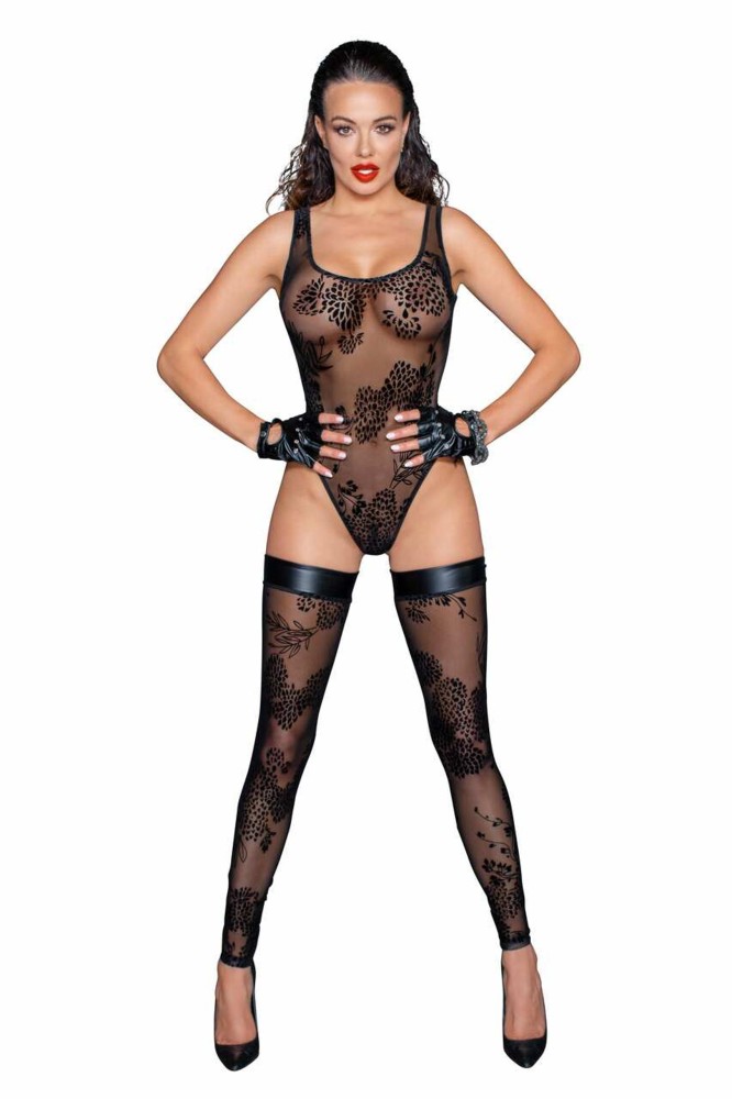 Tulle body with patterned flock embroidery - L | ViPstore.hu - Erotika webáruház #3 - EAN 5903050108526 | SKU NOIR000035