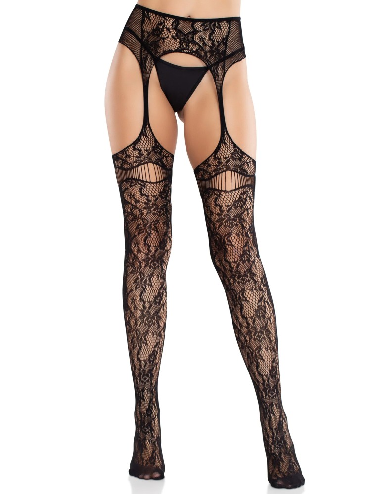 Net Stockings with Attached Garter Belt - Black O/S | ViPstore.hu - Erotika webáruház #1 - EAN 714718574981 | SKU LEGAV07887