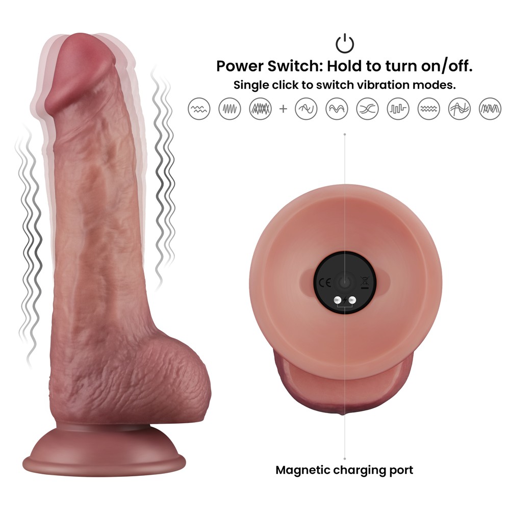 8.5'' Vibrating Dual Density Power Cock | ViPstore.hu - Erotika webáruház #8 - EAN 6942063402367 | SKU LVTOY00800