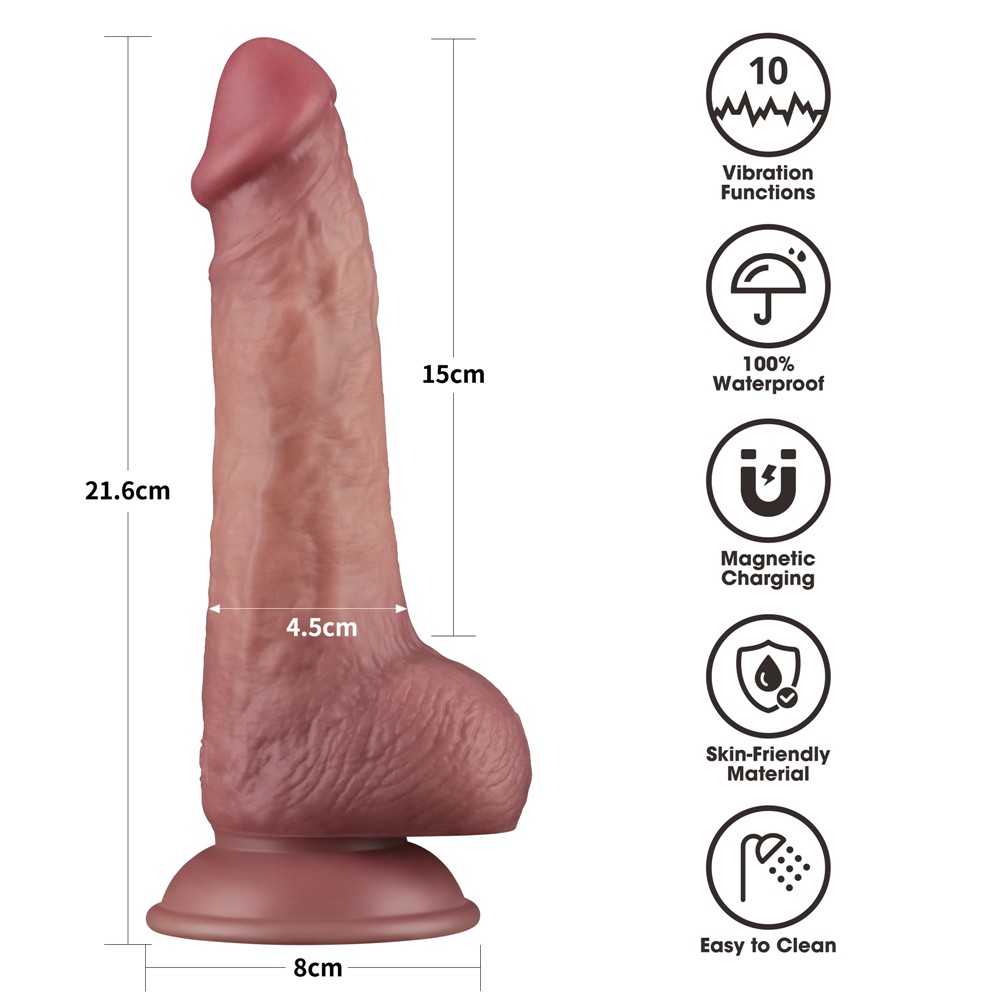 8.5'' Vibrating Dual Density Power Cock | ViPstore.hu - Erotika webáruház #10 - EAN 6942063402367 | SKU LVTOY00800