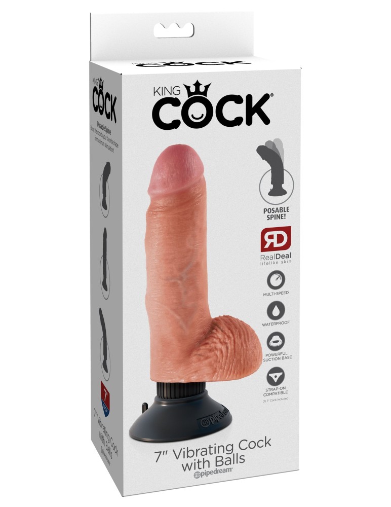 7" Vibrating Cock with Balls  Light | ViPstore.hu - Erotika webáruház #1 - EAN 603912737769 | SKU PIPE540621